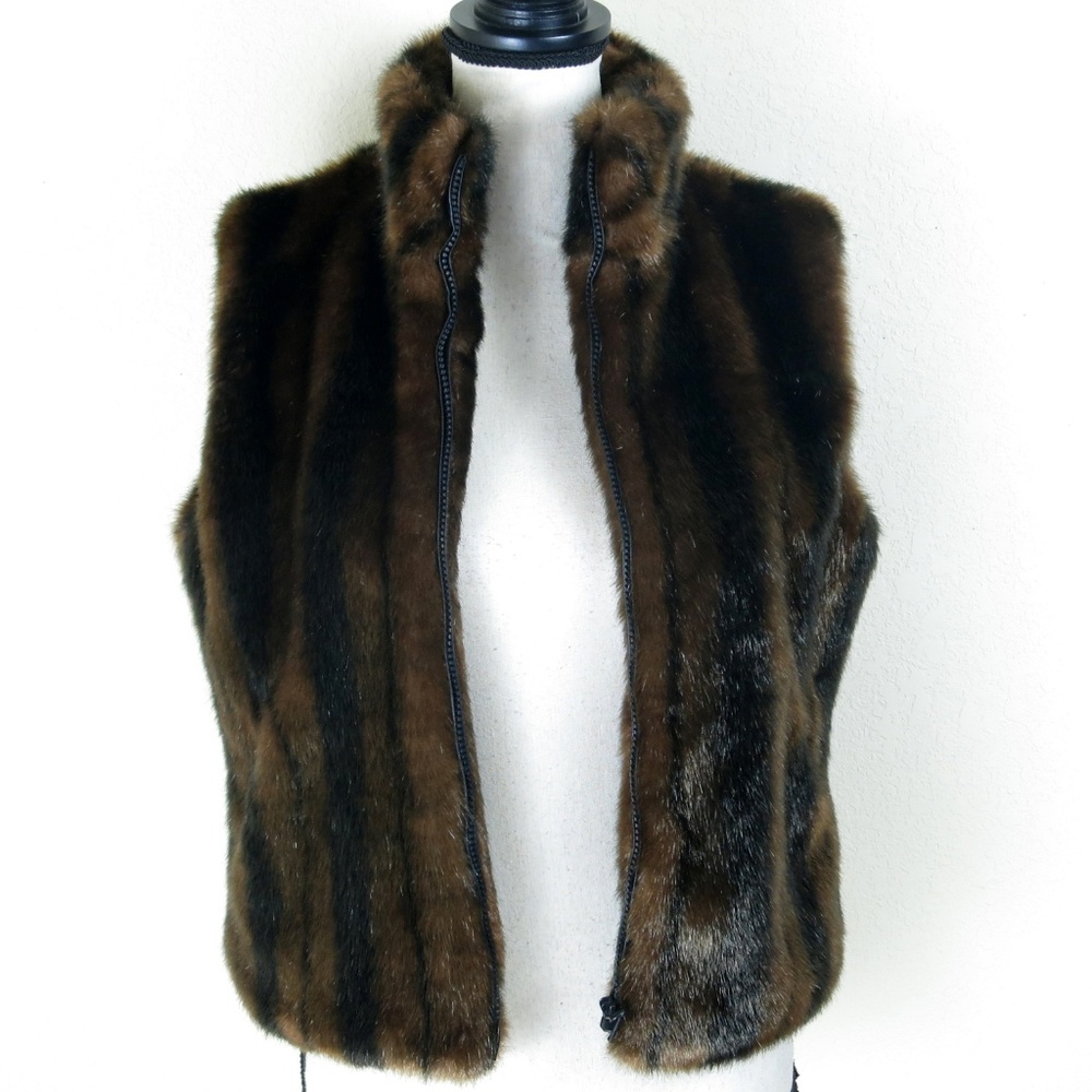 Cejon Brown Faux Fur Vest Size M NWT